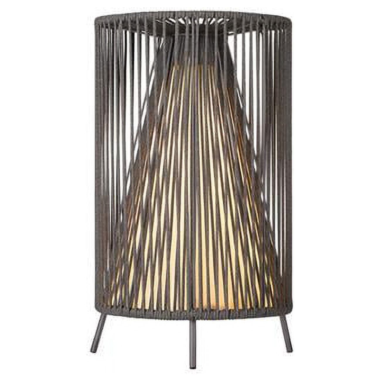 Blomus 66241 21.8 in. x 13.4 in. Dia. Rope Indoor & Outdoor Mobile Rechargeable LED Lamp, Coal