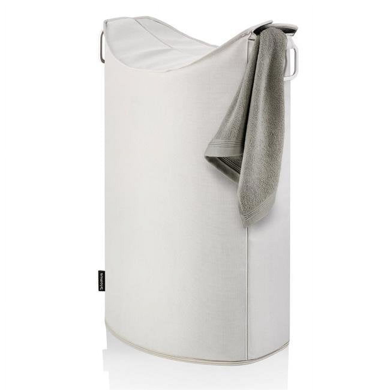 Modern Oval Sand Collapsible Laundry Hamper with Lid