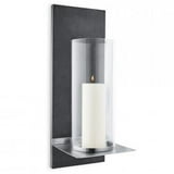 Applique Da Parete FINCA Con Candela - Acciaio Inox, Vetro, H 52cm, Design Moderno Per Interni Ed Esterni