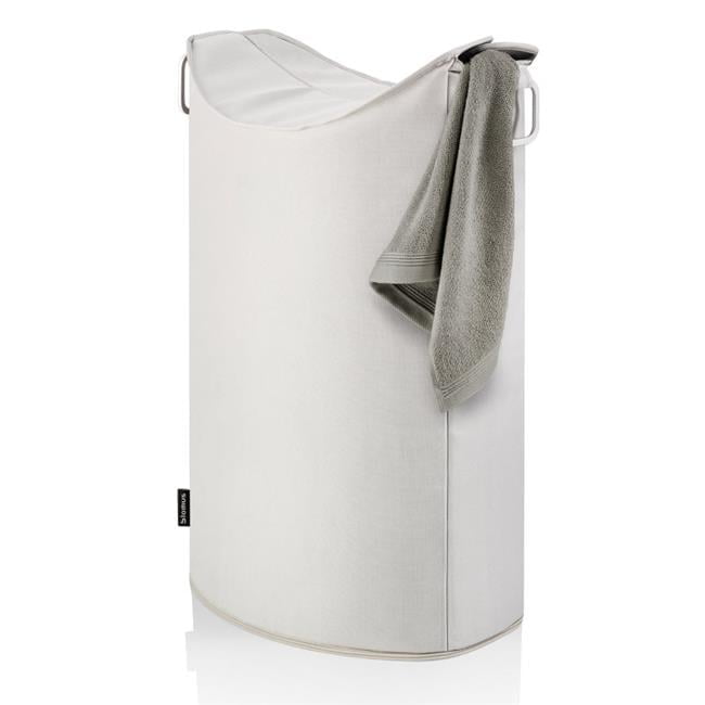Modern Oval Sand Collapsible Laundry Hamper with Lid