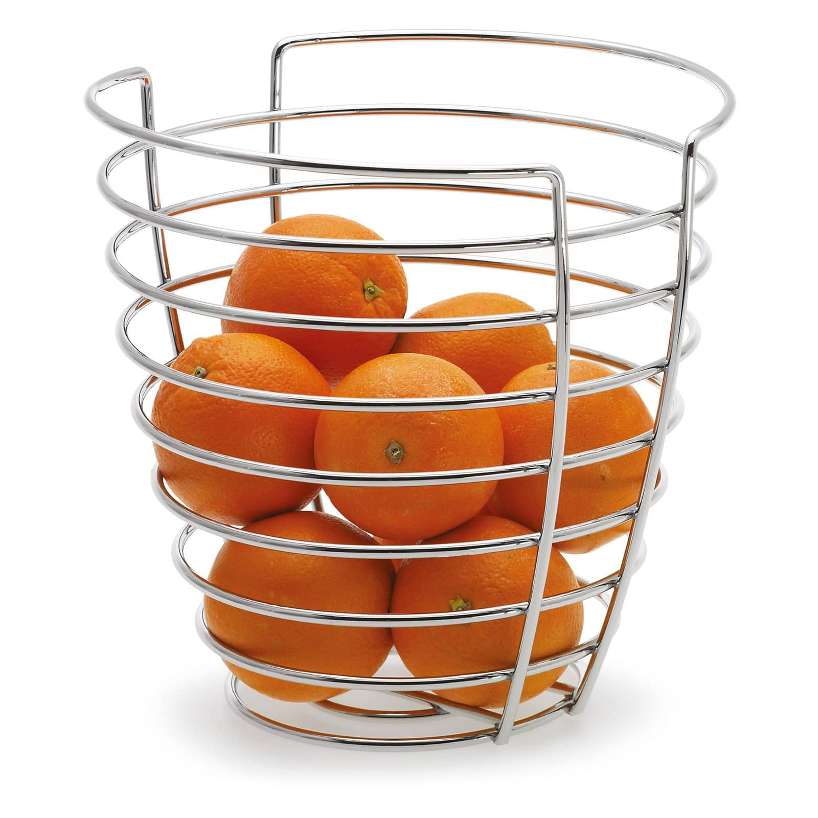 Elevated Chrome-Plated Round Wire Basket, 24cm x 25cm, Silver