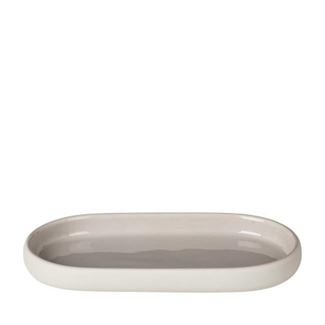 Moonbeam Cream Ceramic Oval Bathroom Accessory Tray