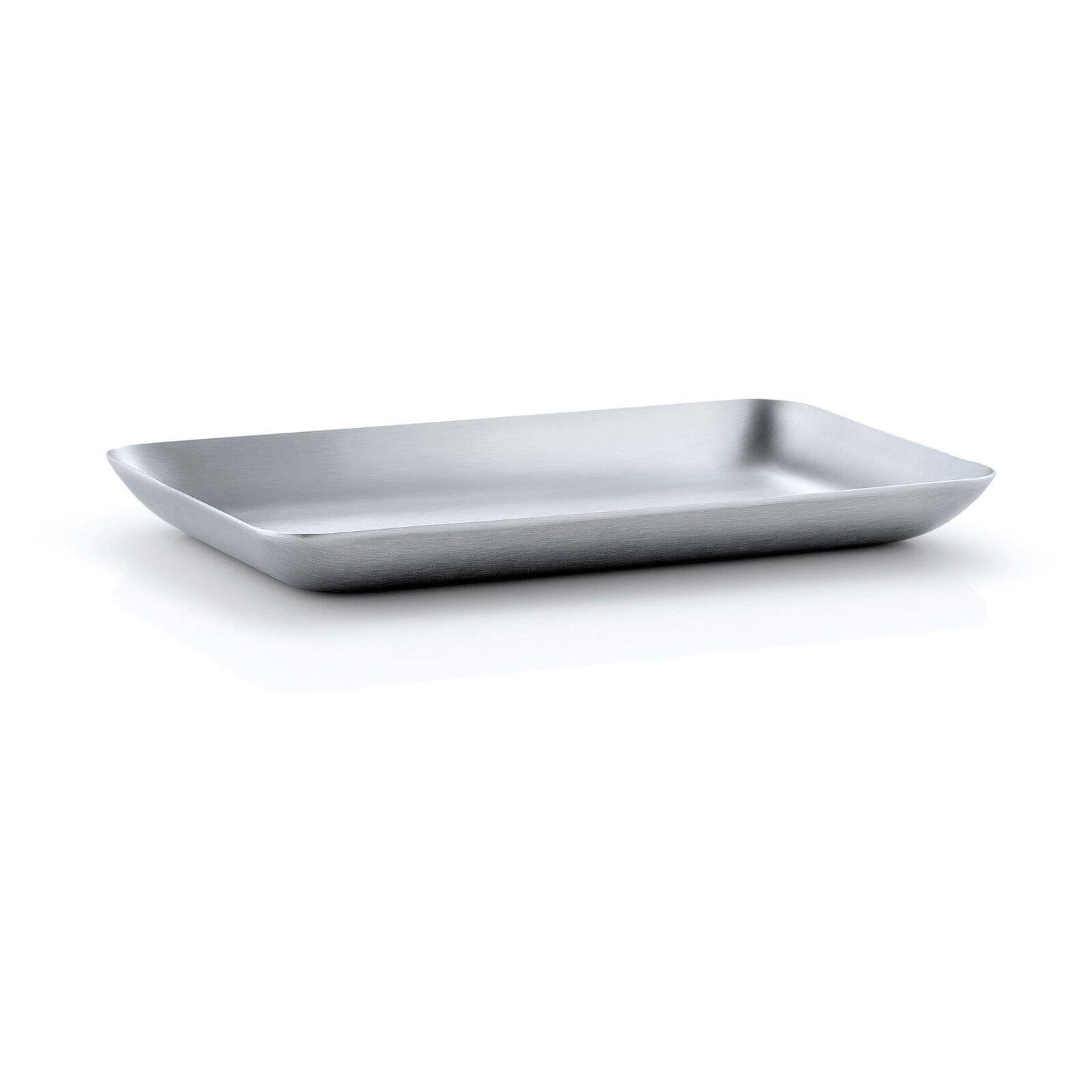 Elegant Matte Stainless Steel Rectangular Serving Tray, 6.69" x 4.33"