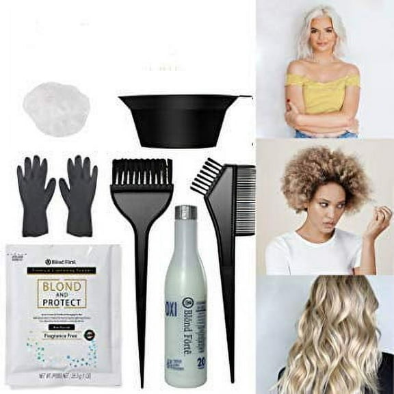 Blond Forte 8+ Level Hair Bleach Lightening DIY Kit - 30 Vol & 3 Pcs Set White Powder