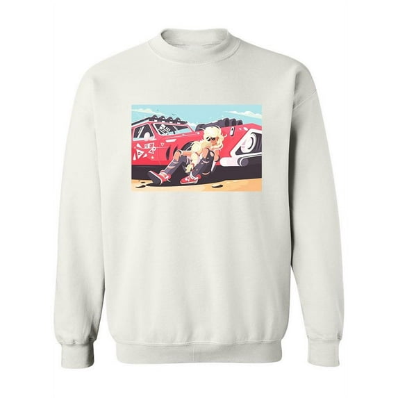 Blond Girl And Racing Car Sweatshirt Women -Image by Shutterstock, Female x-Large