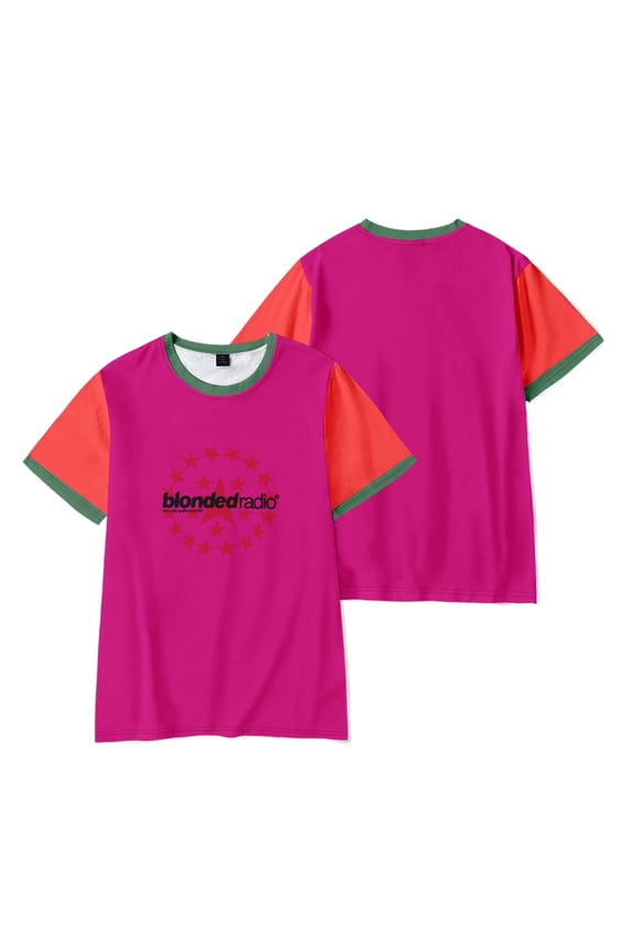 Blond Radio Star Ringer T-shirts Merch Fashion Print Top Short Sleeved Round Neck Shirt