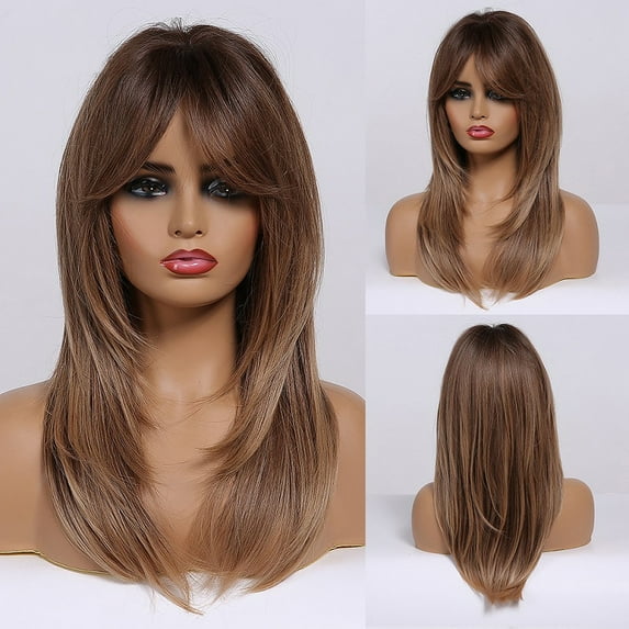 Blond Synthetic Wigs with Bangs For Women Natural Heat Resistant with Bangs Synthetic Hair Cosplay Wig