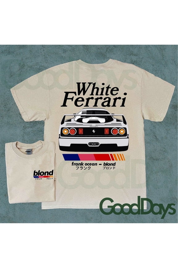 Blond White Ferrari T-shirt, Trendy Graphic Shirt, Frank ocean Blond Tee, Sand Color, Size 3XL