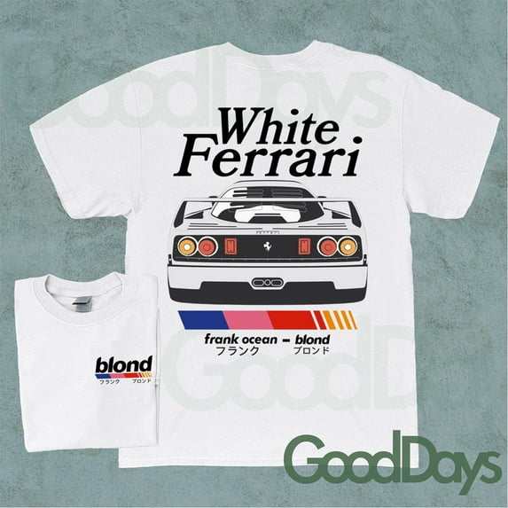 Blond White Ferrari T-shirt, Trendy Graphic Shirt, Frank ocean Blond Tee, White Color, Size 2XL