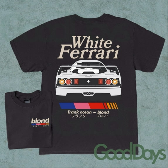 Blond White Ferrari Unisex Tshirt, Trendy Graphic Shirt, Frank ocean Blond Tee, Black Color, Size L