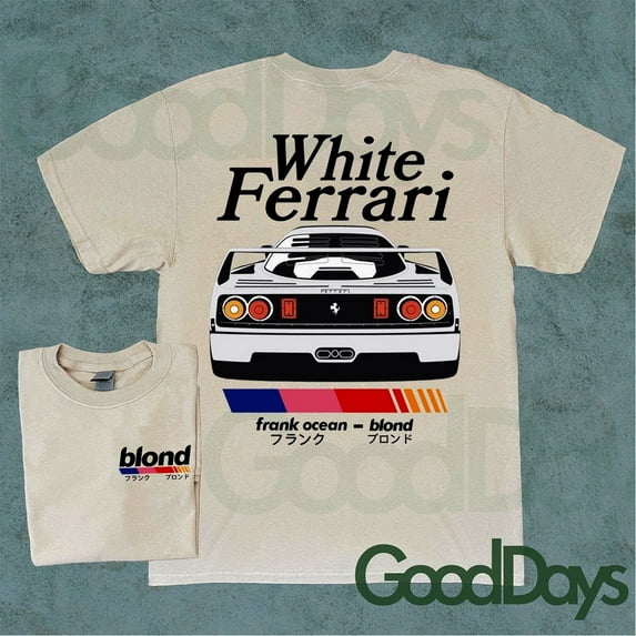 Blond White Ferrari Unisex Tshirt, Trendy Graphic Shirt, Frank ocean Blond Tee, Sand Color, Size 3XL