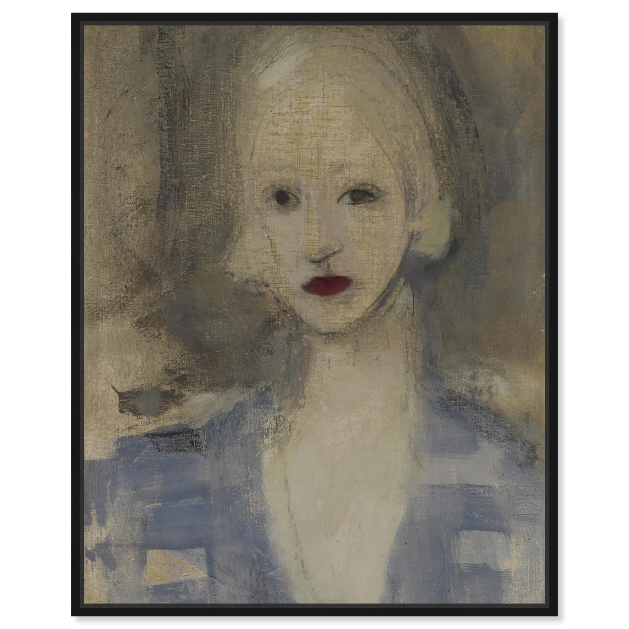 Vintage Portrait Canvas Art with Black Frame, 16" x 20"