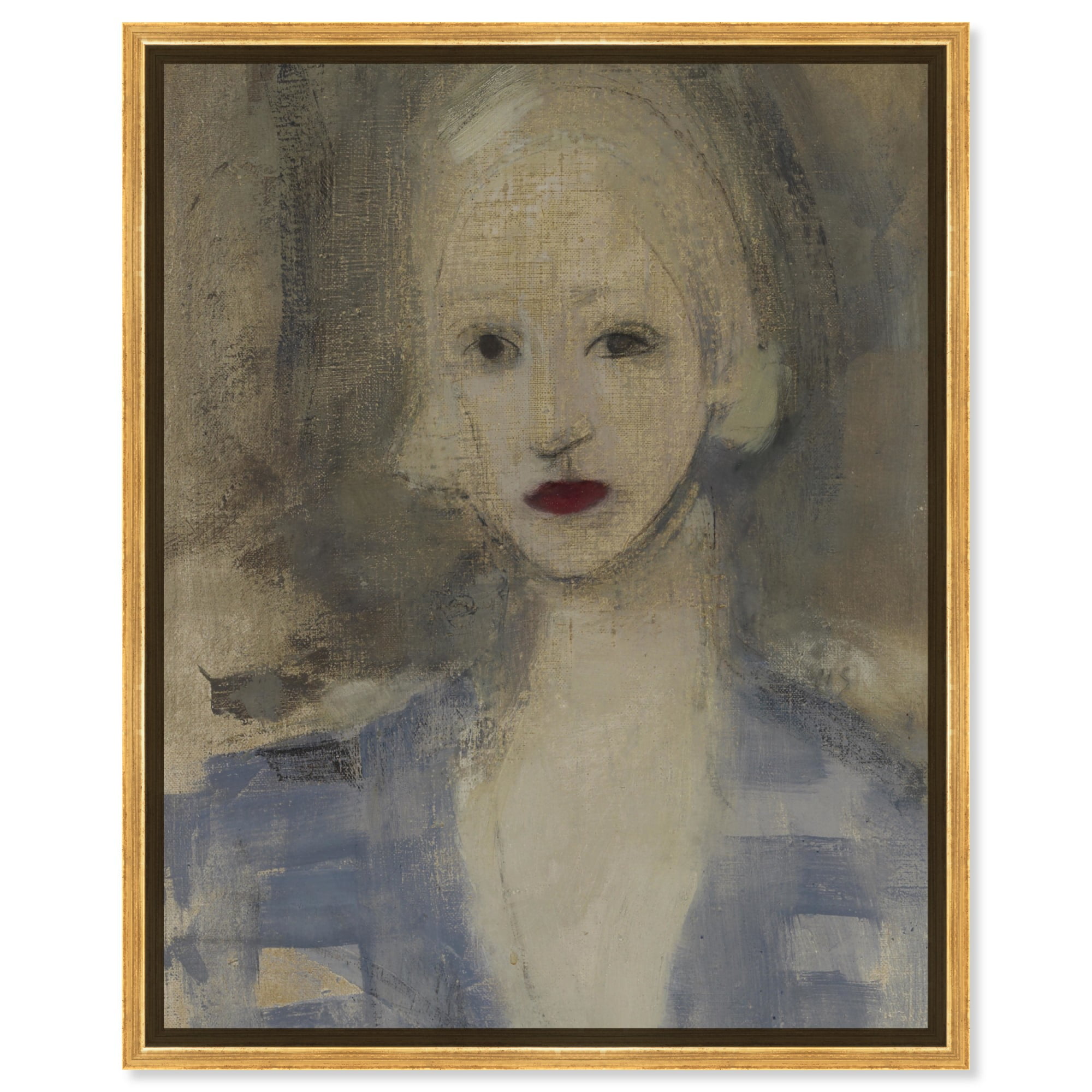 Blond Woman Canvas Vintage Classic Portrait by Art Remedy, Gold Frame