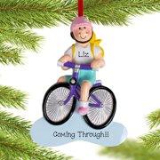 Blonde Bike Riding Girl Ornament
