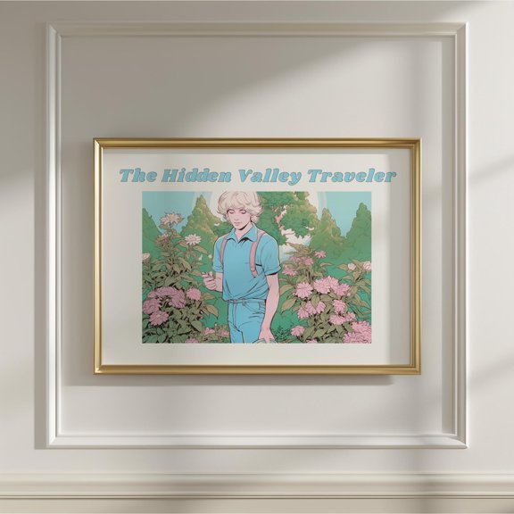 Blonde Blue Eyes Boy Retro Cartoon In Pastel Tones 80S Adventure Book Cover Wall Art Magical Garden Comic Print, Unframed Paper Print