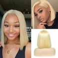 thumbnail image 1 of Blonde Bob Wig Human Hair 13X4 Lace Front Wigs Pre Plucked Bleached Knots 613 Lace Front Wig Human Hair Straight Short Bob Wigs Human Hair Lace Frontal Wigs for Women (12inch), 1 of 6