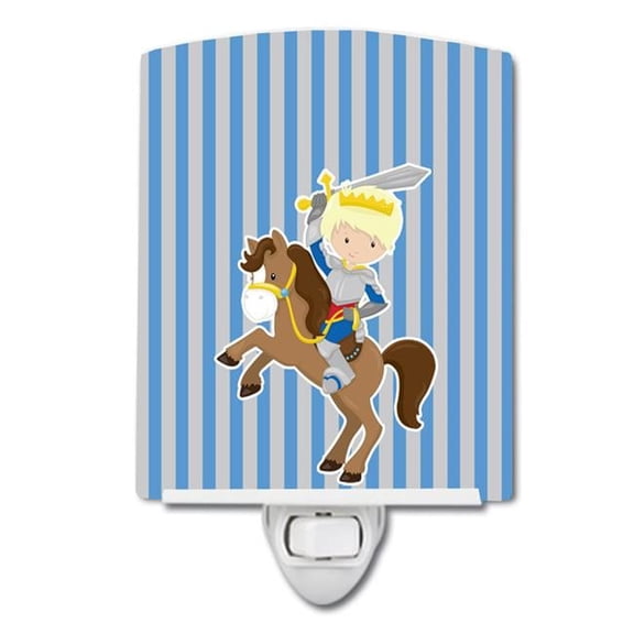 Blonde Boy Knight on Horse Ceramic Night Light