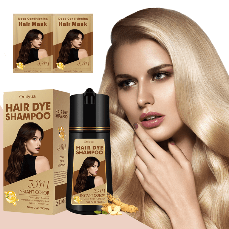 3-in-1 Blonde Brown Hair Dye Shampoo, 16.9 Fl Oz Instant Luminous