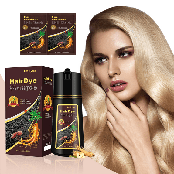 Blonde Brown Hair Dye Shampoo 3-in-1, Magic Hair Color Shampoo for Women & Men, Instant Coloring Shampoo with Hair Masks,Shampoo Para Canas Mujer, 16.9 Fl Oz