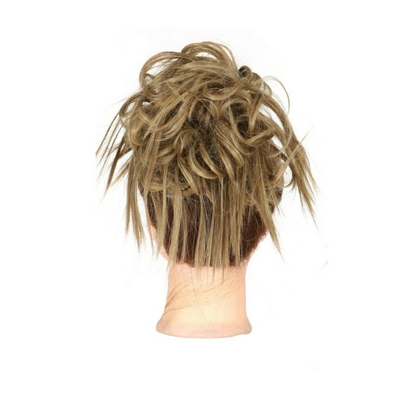 Blonde Brown Synthetic Wig High Temperature Silk Fiber Natural Messy Bun Hair Tie Elastic Band for Women