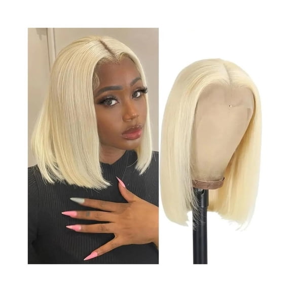 Blonde Colored Bone Straight T Part Lace Front Human Hair Wigs Transparent Lace Frontal