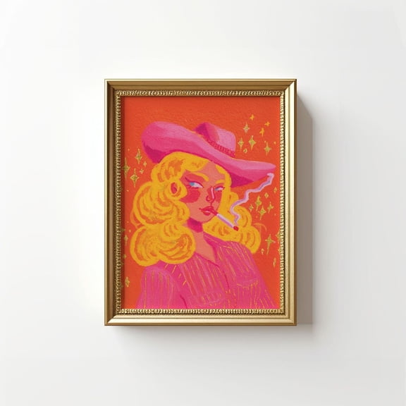 Blonde Cowgirl Wall Art Western Glam Poster Retro Y2K Decor Barbiecore Pink Print Cowgirl Trendy Cowgirl Art Coquette Cowgirl Print, Unframed Poster Size 24x36 F03.1.15l898