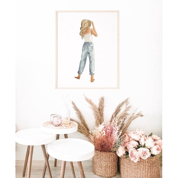 Blonde Girl Art Print, Casual Style Poster Home Decor Wall Art, Stretched Canvas Size 12x18 F03.1.21l330