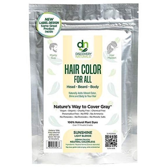 Blonde Henna Hair Color For All Kit | 100% All Natural Hair Dye & Beard Dye Powder (Sunshine Light Blonde) Organic, Herbal & Vegan Chemical & Cruelty Free Permanent Gray Coverage & Tinting