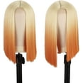 thumbnail image 1 of Blonde Orange Wigs Lace Front Wigs Synthetic Wigs for Women Short Straight Bob Wigs Middle Part Cosplay Wigs 14 Inch, 1 of 7