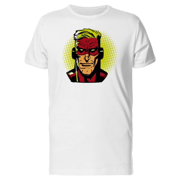 Blonde Super Hero In Red Costume Tee Men's -Image by Shutterstock