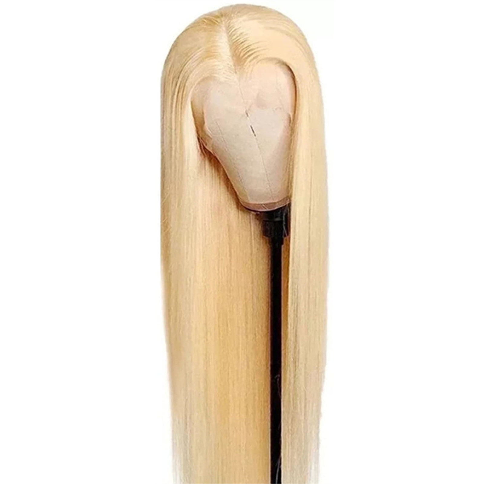 Blonde Wig 80 Density Straight Wigs 613 Blonde Glueless Closure Straight Hair Dyeable Color