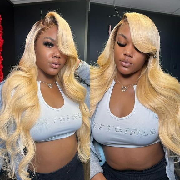 Blonde Wig Human Hair 4/613 Lace Front Human Hair Wigs For Women Ombre Brown Blonde Pre-plucked 180% Density Body Wave Human Hair Wig 13x4 HD Transparent Frontal Wig Virgin Hair 26 Inches
