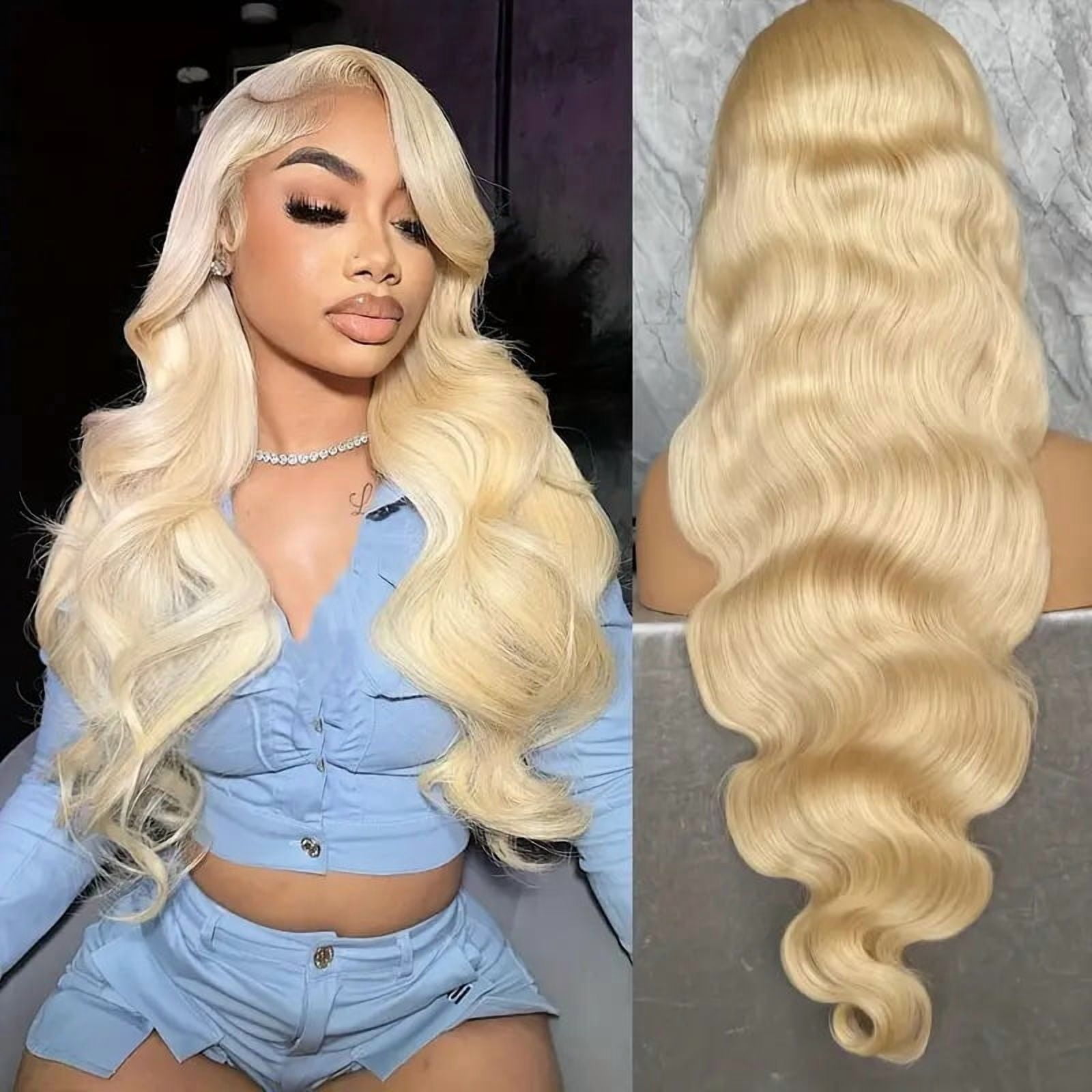 Blonde long hair body front lace wigs human hair wigs