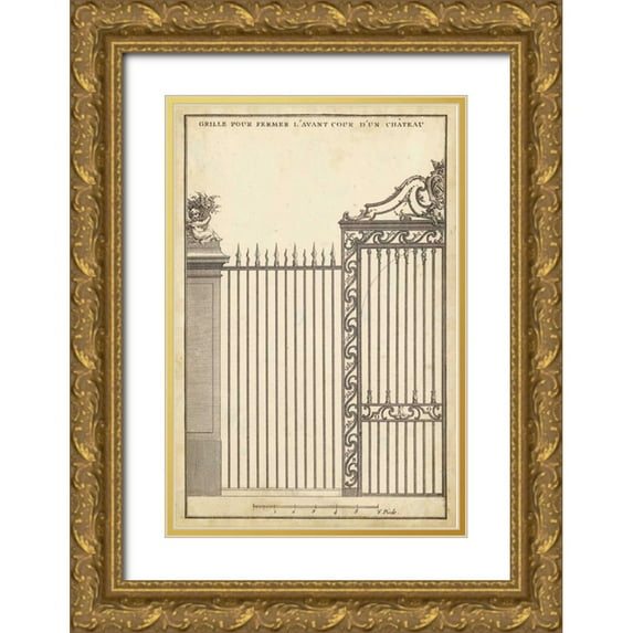 Blondel, J.F. 17x24 Gold Ornate Wood Framed with Double Matting Museum Art Print Titled - Antique Decorative Gate II