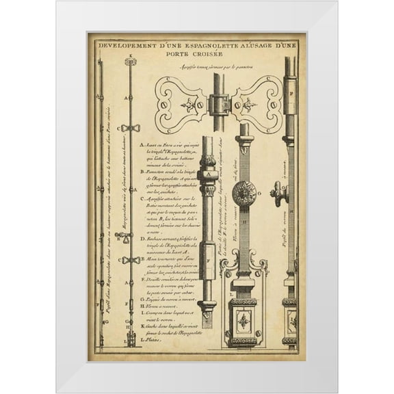 Blondel, J.F. 17x24 White Modern Wood Framed Museum Art Print Titled - Antique Decorative Locks I