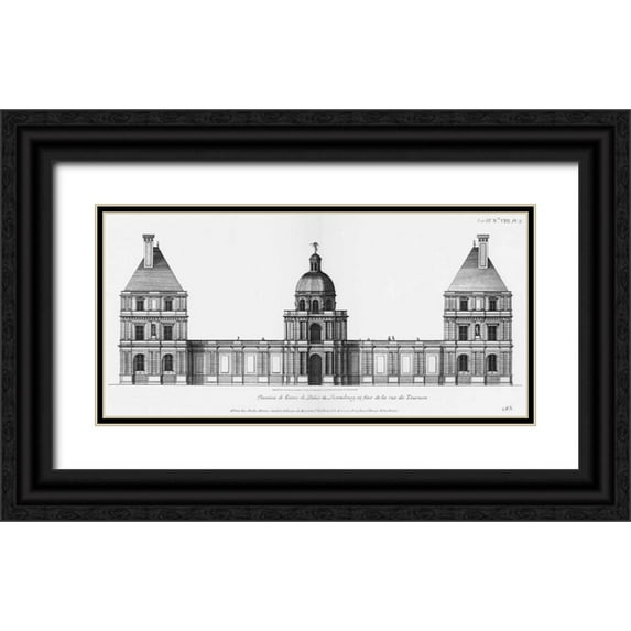 Blondel, Jacques Francois 18x11 Black Ornate Wood Framed with Double Matting Museum Art Print Titled - Palais du Luxembourg, Elevation- Entrance