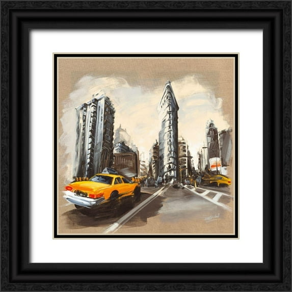 Blondel, Sandrine 15x15 Black Ornate Wood Framed with Double Matting Museum Art Print Titled - New York - Flatiron Building