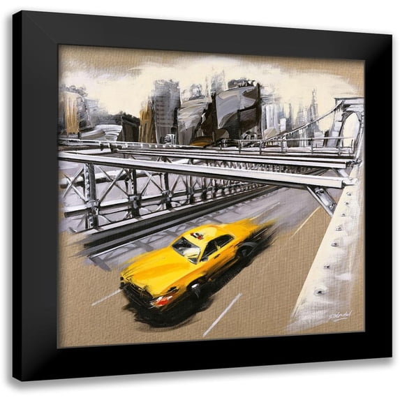 Blondel, Sandrine 20x20 Black Modern Framed Museum Art Print Titled - New York - Brooklyn Bridge