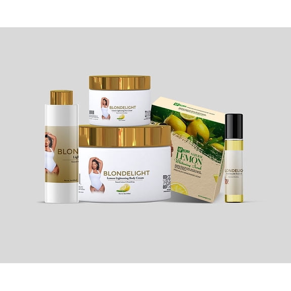 Blondelight Complete Skincare Set | Hydrating & Brightening for Even Skin Tone, Dark Spot & Hyperpigmentation Care, Includes Face Cream, Body Cream & Oils