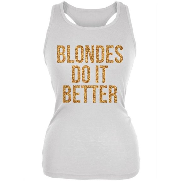 Blondes Do It Better White Juniors Soft Tank Top - Medium