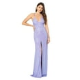 thumbnail image 1 of Blondie Nights Juniors Purple Long Sequin Strappy Gown Dress, 1 of 4