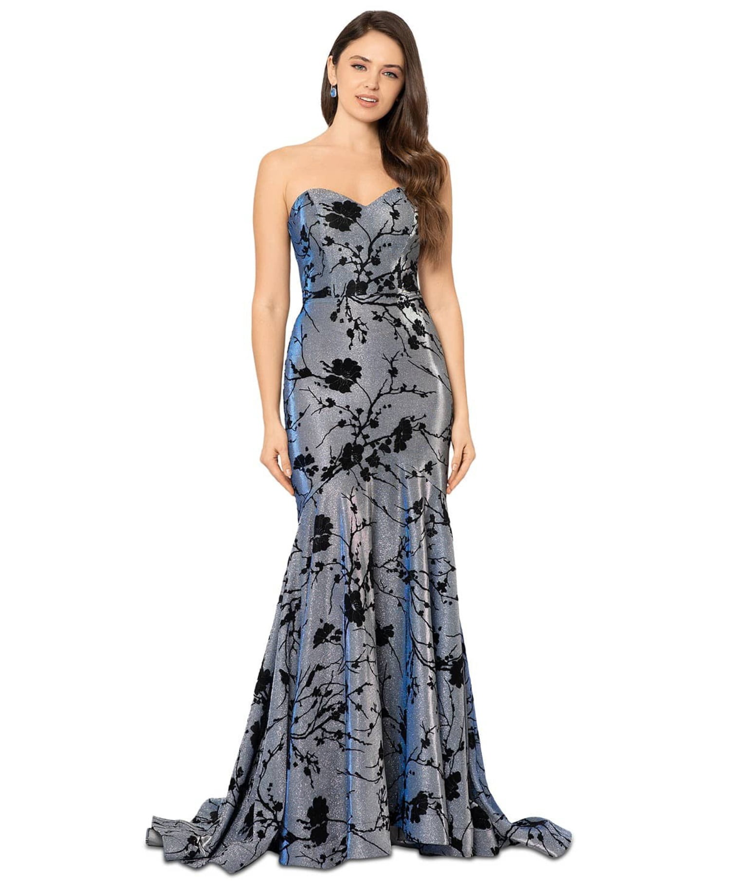 Blondie Nites Juniors Blue Silver Flocked Shine Strapless Gown Dress - Walmart.com Blondie Nites Juniors Blue Silver Flocked Shine Strapless Gown Dress - Walmart.com