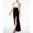 thumbnail image 1 of Blondie Nites Juniors Colorblocked Lace Infinity Waist Gown Ivory Black 3, 1 of 1