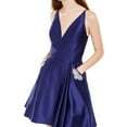 thumbnail image 1 of Blondie Nites Womens Pocket Fit & Flare Dress, Blue, Juniors, 3, 1 of 4