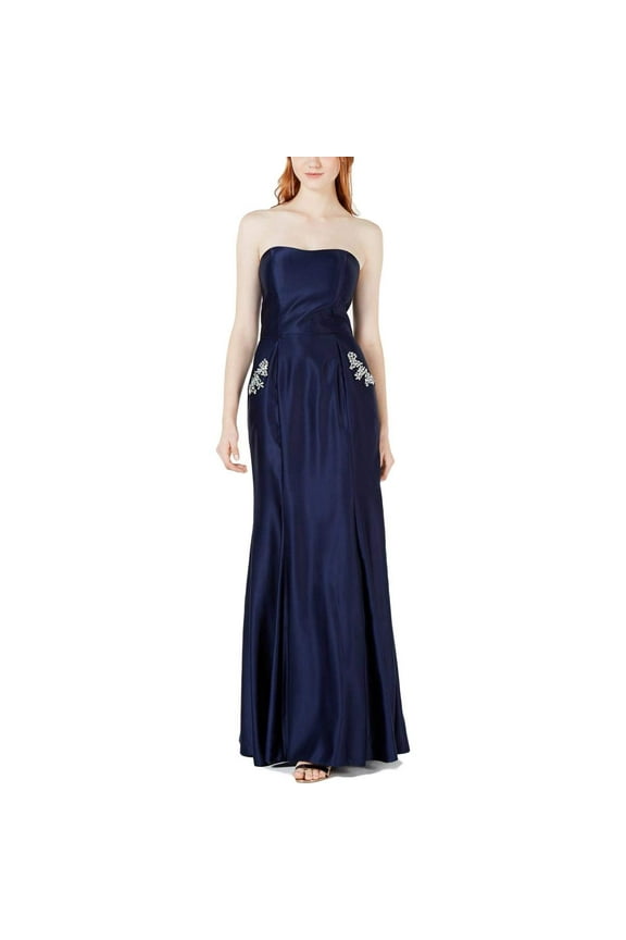 Juniors Strapless Pocket Detail Gown