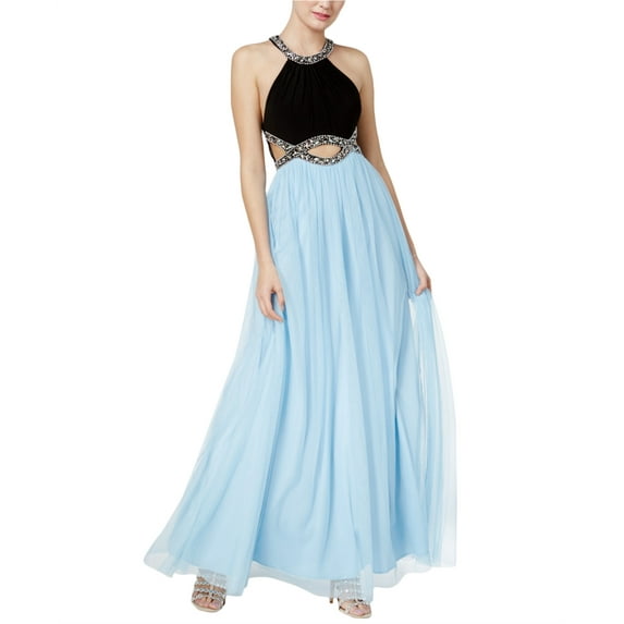 Blondie Nites Womens Beaded Neckline A-line Dress blackblue 5 - Juniors