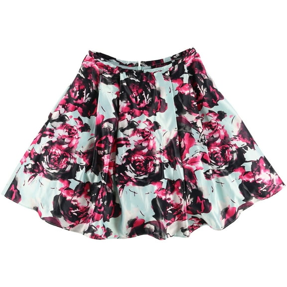 Blondie Nites Womens Floral A-line Skirt, Green, Juniors, 3