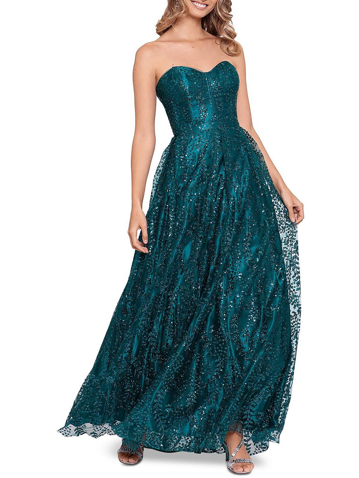 Blondie Nites Juniors' Sequined Lace Corset Gown - Macy's