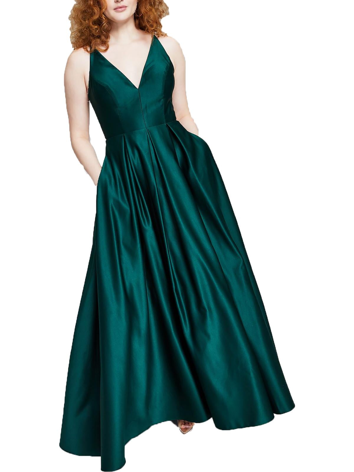 Blondie Nites Womens Juniors V-Neck Formal Evening Dress Green 0