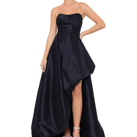 Blondie Nites Womens Strapless High Low Gown Dress, Black, Juniors, 1